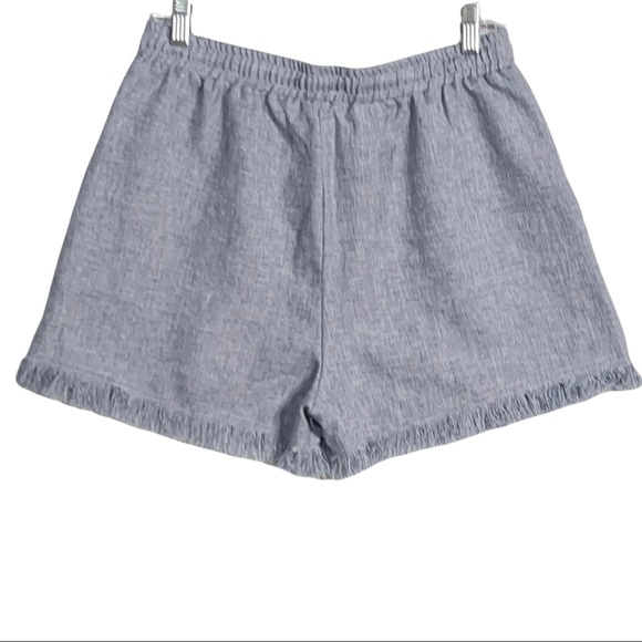 Pink Lily Chambray Fringed Drawstring Shorts With 2 Front Pockets Women’s Size M - Picture 2 of 9